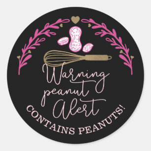 Waarschuwing Peanut Alert - Bakkerij Peanut Allerg Ronde Sticker