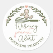 Waarschuwing Peanut Alert - Bakkerij Peanut Allerg Ronde Sticker (Voorkant)
