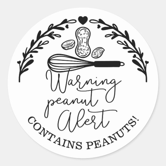 Waarschuwing Peanut Alert - Bakkerij Peanut Allerg Ronde Sticker (Voorkant)