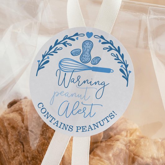 Waarschuwing Peanut Alert - Bakkerij Peanut Allerg Ronde Sticker