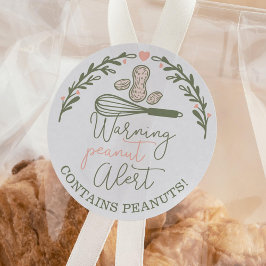 Waarschuwing Peanut Alert - Bakkerij Peanut Allerg Ronde Sticker