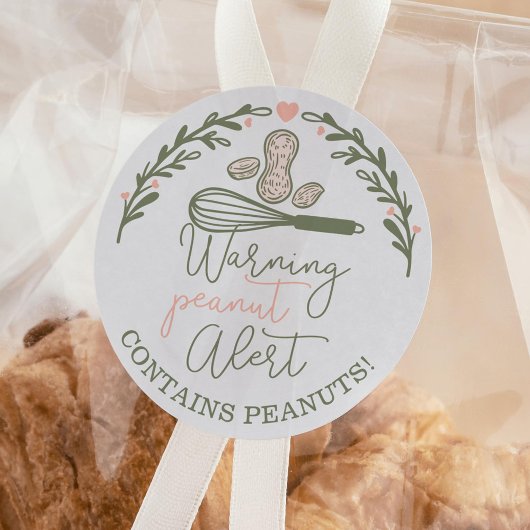 Waarschuwing Peanut Alert - Bakkerij Peanut Allerg Ronde Sticker