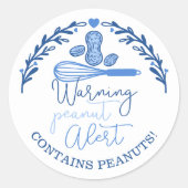 Waarschuwing Peanut Alert - Bakkerij Peanut Allerg Ronde Sticker (Voorkant)