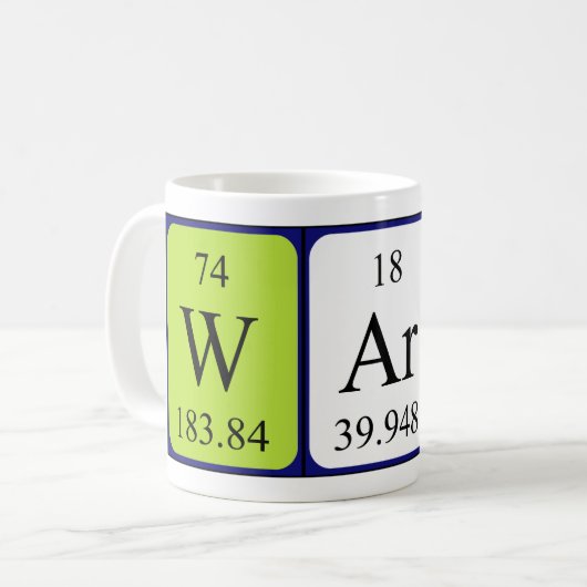 Waarschuwing periodieke lijstnaam mok (Voorkant links)