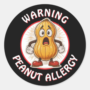 Waarschuwing Pinda Allergie Alarm Ronde Sticker