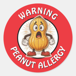 Waarschuwing Pinda Allergie Alarm   Ronde Sticker