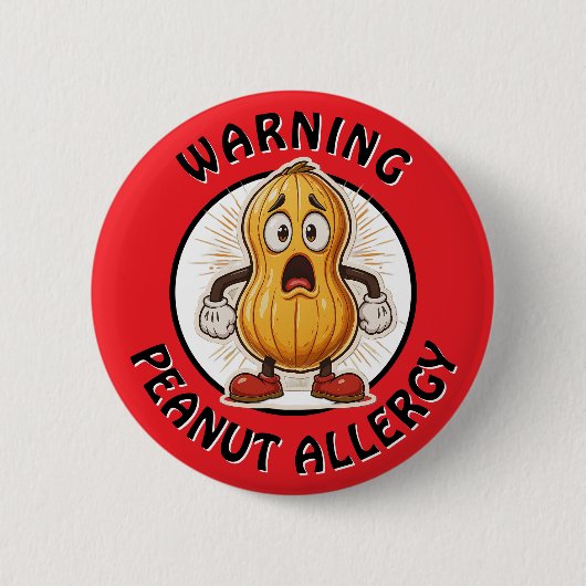 Waarschuwing Pinda Allergie Alert   Ronde Button 5,7 Cm (Voorkant)
