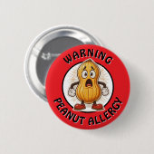 Waarschuwing Pinda Allergie Alert   Ronde Button 5,7 Cm (Voorkant /achterkant)