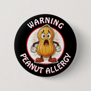 Waarschuwing Pinda Allergie Alert   Ronde Button 5,7 Cm