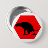 Waarschuwing Pooping Dog Ronde Button 7,6 Cm (Voorkant /achterkant)