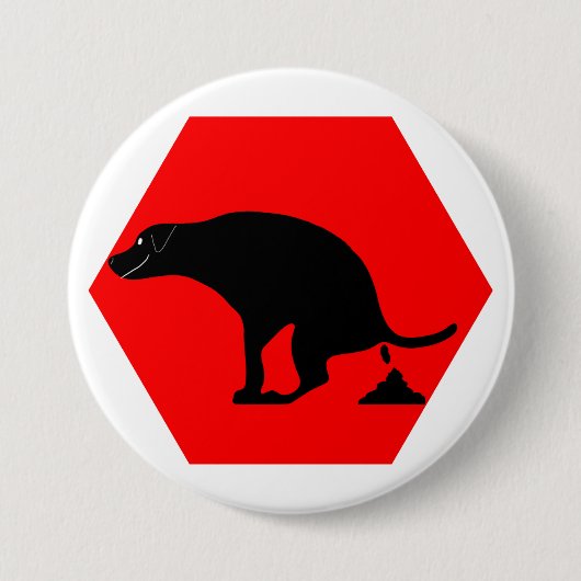 Waarschuwing Pooping Dog Ronde Button 7,6 Cm (Voorkant)