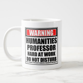 Waarschuwing professor geesteswetenschappen, hard grote koffiekop