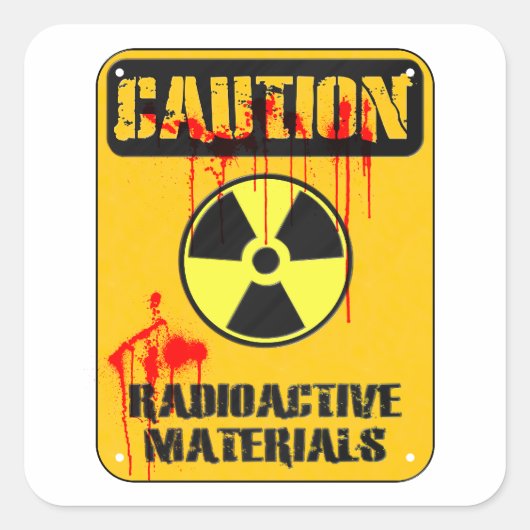 Waarschuwing Radioactief materiaal Vierkante Sticker (Voorkant)