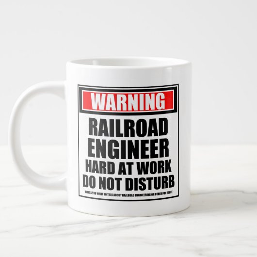 Waarschuwing Railroad Engineer hard op het werk Grote Koffiekop (Links)