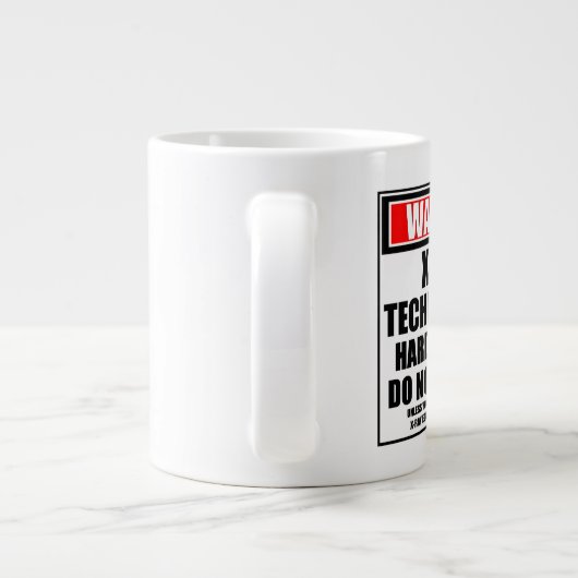 Waarschuwing röntgentechnologie hard op het werk grote koffiekop (Achterkant)