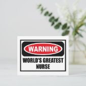 Waarschuwing 'S WERELDS GROOTSTE NURSE Briefkaart (Staand voorkant)