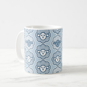 Waarschuwing schapen - blauw koffiemok