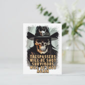 Waarschuwing Schedel  Wild West Cowboy Sheriff Art Briefkaart (Staand voorkant)