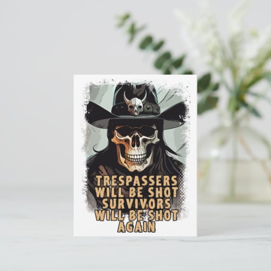 Waarschuwing Schedel  Wild West Cowboy Sheriff Art Briefkaart (Staand voorkant)