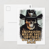 Waarschuwing Schedel  Wild West Cowboy Sheriff Art Briefkaart (Voorkant / Achterkant)