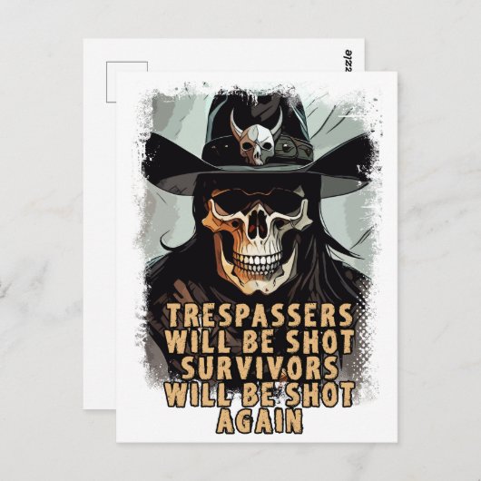 Waarschuwing Schedel  Wild West Cowboy Sheriff Art Briefkaart (Voorkant / Achterkant)