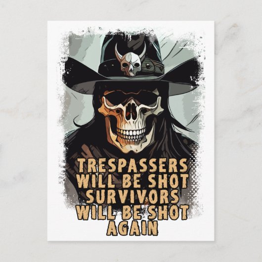 Waarschuwing Schedel  Wild West Cowboy Sheriff Art Briefkaart (Voorkant)