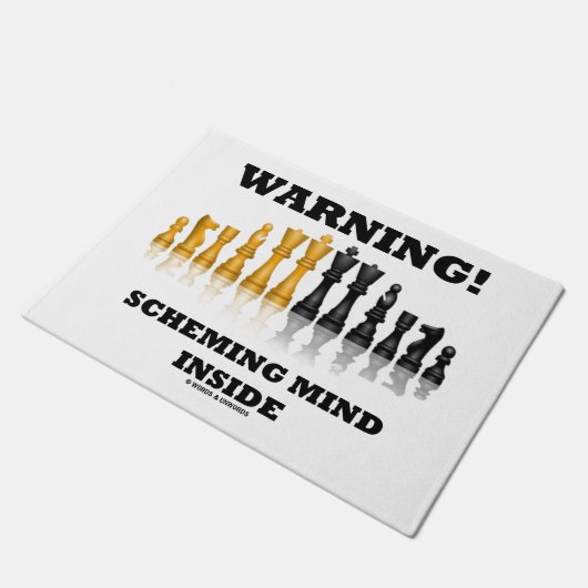 Waarschuwing! Scheming Mind Inside Chess Humor Deurmat (Schuin)