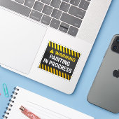 Waarschuwing Schilderwerk Gaande Sticker (Laptop met iPhone)
