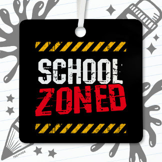 Waarschuwing School Zoned Traffic School Crossing Metalen Ornament