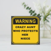 Waarschuwing Sign Crazy Aunt beschermt haar nicht Bedankkaart (Staand voorkant)
