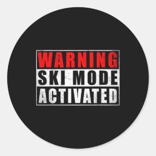Waarschuwing Ski Modus Geactiveerd 1 Ronde Sticker