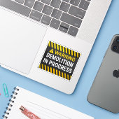Waarschuwing Sloopwerkzaamheden Gaande Sticker (Laptop met iPhone)