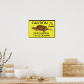 Waarschuwing Snapping Turtle Crossing Poster (Keuken)