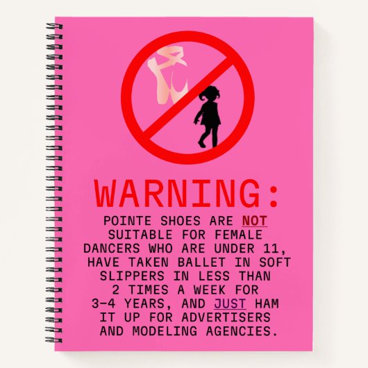 Waarschuwing snelroze, speciaal aangepast notitieboek (Voorkant)