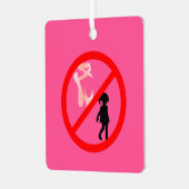 Waarschuwing snelroze tinten metalen ornament (Voorkant links)