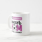 Waarschuwing Soccer Mam Will Yell Louly Koffiemok (Voorkant links)