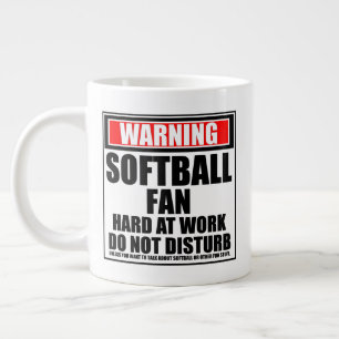 Waarschuwing Softball Fan Hard At Work stoort niet Grote Koffiekop