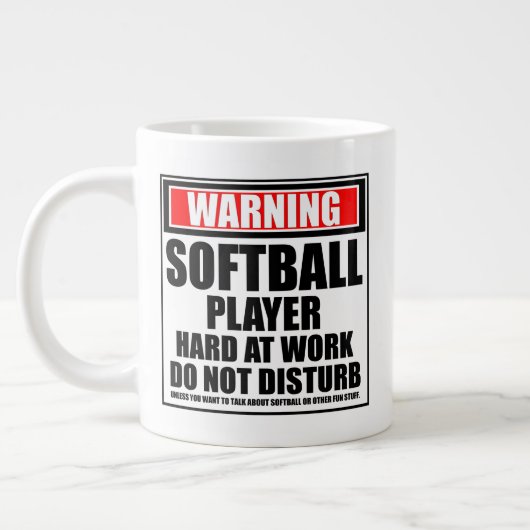Waarschuwing Softball Player hard op het werk Grote Koffiekop (Links)