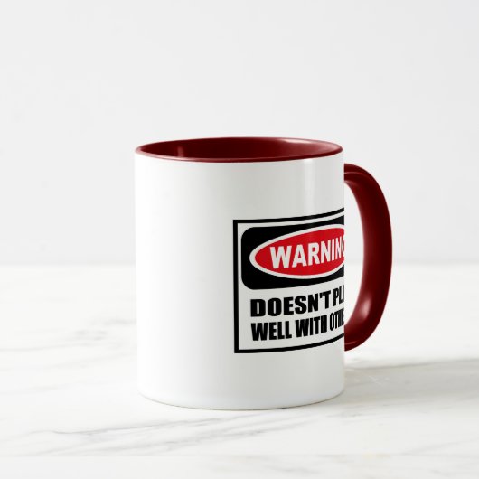 Waarschuwing SPEELT NIET GOED MET ANDERE Mok (Voorkant rechts)