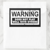 WAARSCHUWING SPEELT NIET GOED MET ANDEREN RECHTHOEKIGE STICKER (Tas)