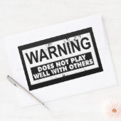 WAARSCHUWING SPEELT NIET GOED MET ANDEREN RECHTHOEKIGE STICKER (Envelop)