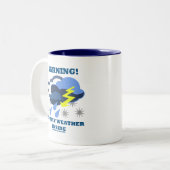 Waarschuwing! Stormy Weather Inside (meteorologie) Tweekleurige Koffiemok (Voorkant links)