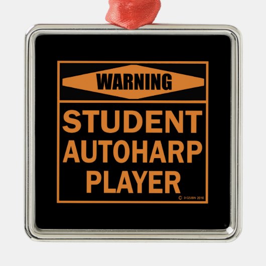 Waarschuwing! Student Autoharp Player! Metalen Ornament (Voorkant)