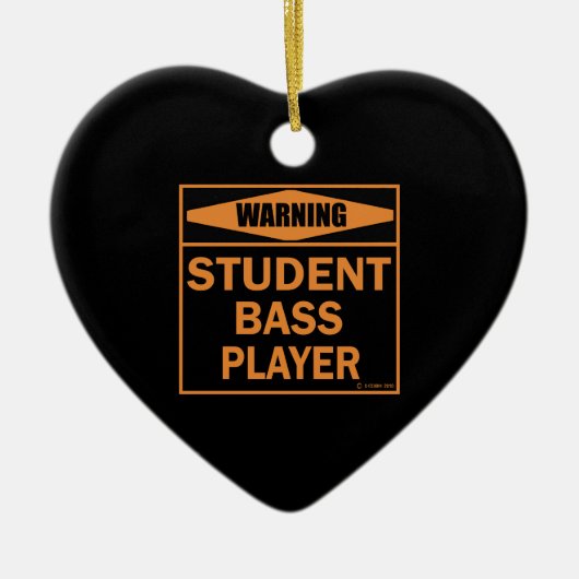 Waarschuwing! Student Bass Player. Keramisch Ornament (Voorkant)