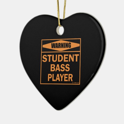 Waarschuwing! Student Bass Player. Keramisch Ornament (Links)