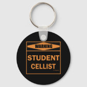 Waarschuwing! Student Cellist. Sleutelhanger (Voorkant)