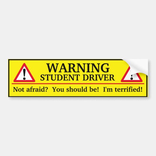Waarschuwing Student driver Bumpersticker (Voorkant)