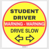 Waarschuwing Student Driver (Drive Slow) Gele Scho Sticker (Vel)