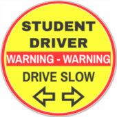 Waarschuwing Student Driver (Drive Slow) Gele Scho Sticker (Voorkant)