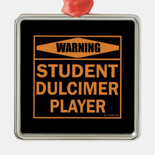 Waarschuwing! Student Dulcimer Player. Metalen Ornament (Voorkant)